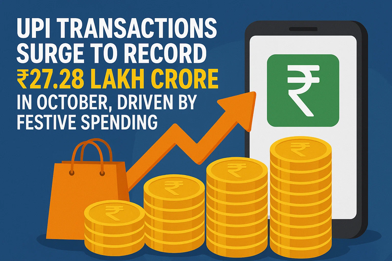 UPI Transactions Surge to Record ₹27.28 Lakh Crore in October, Driven by Festive Spending